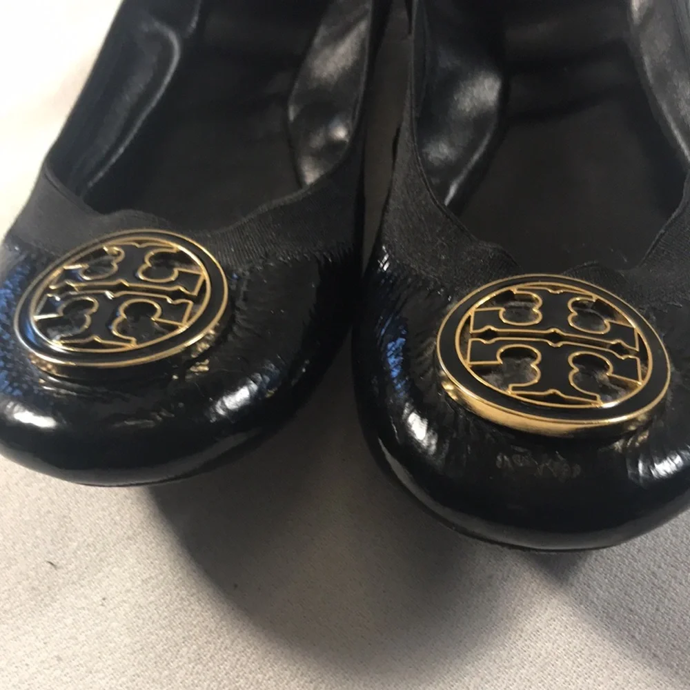 Tory Burch patent ballet featuring