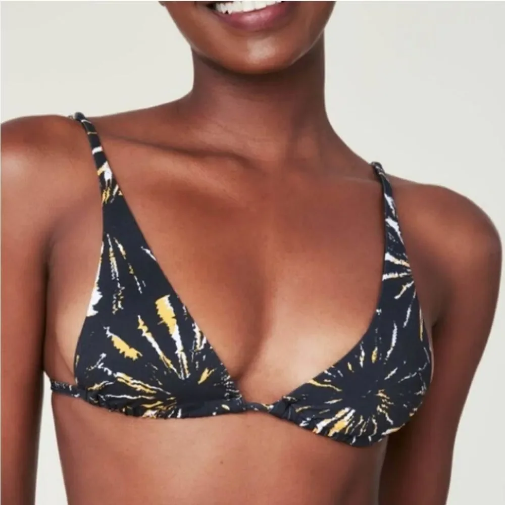 ANDIE X Demi Moore NWT Swim triangle bikini top black yellow white Size Large