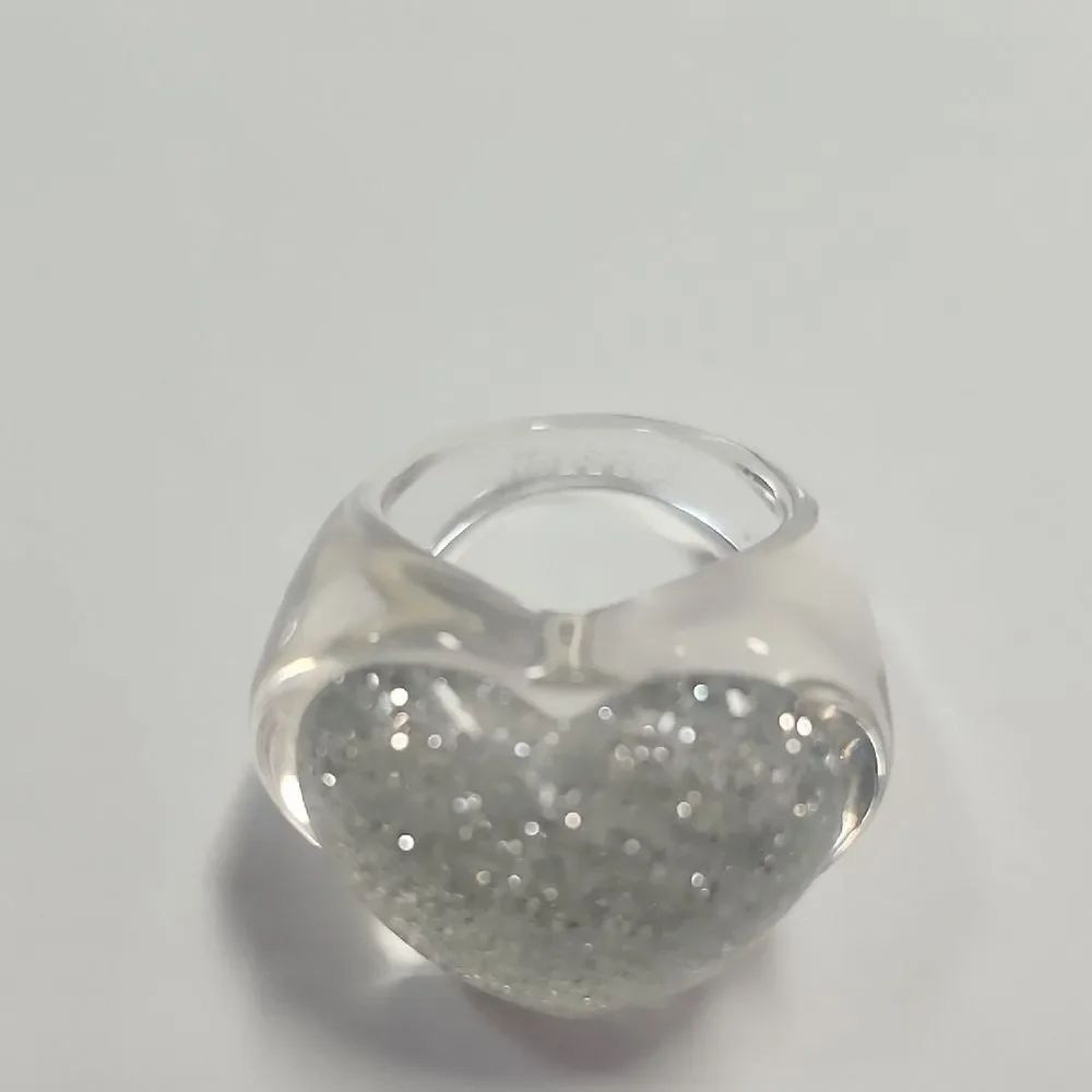 Glitter Puffy Heart Ring by Sparklemuse