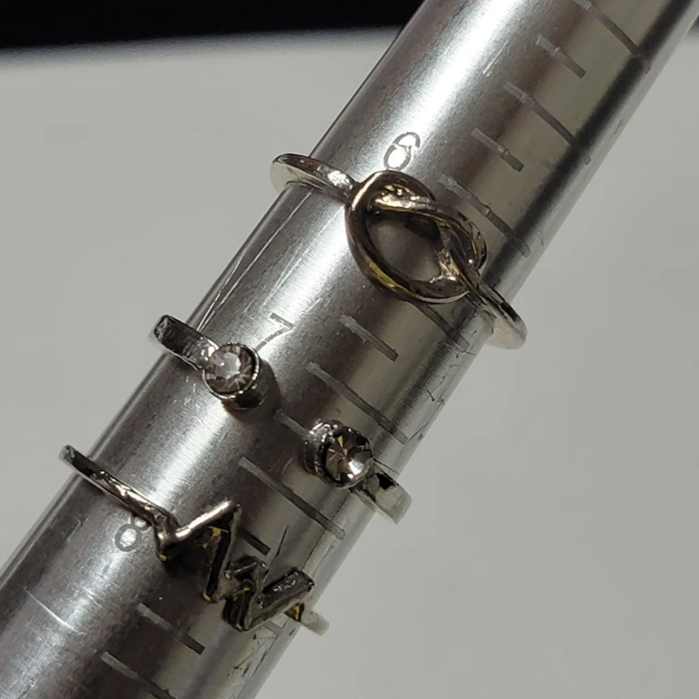 Three Stacking Rings - Love Knot - Heart Beat - Open Rhinestone