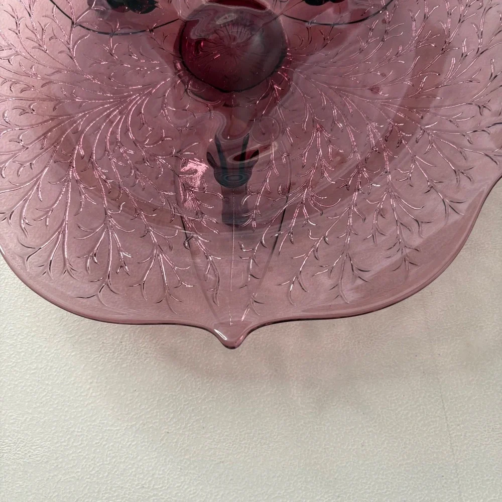 Vintage Indiana Glass Tiara Sandwich Plum Purple 3 Footed Scalloped‎ Bowl 10.5