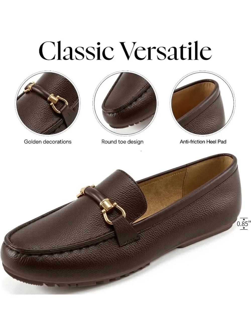 Women's Brown Faux Leather Comfortable Casual Moccasins Flexible Flats Shoes