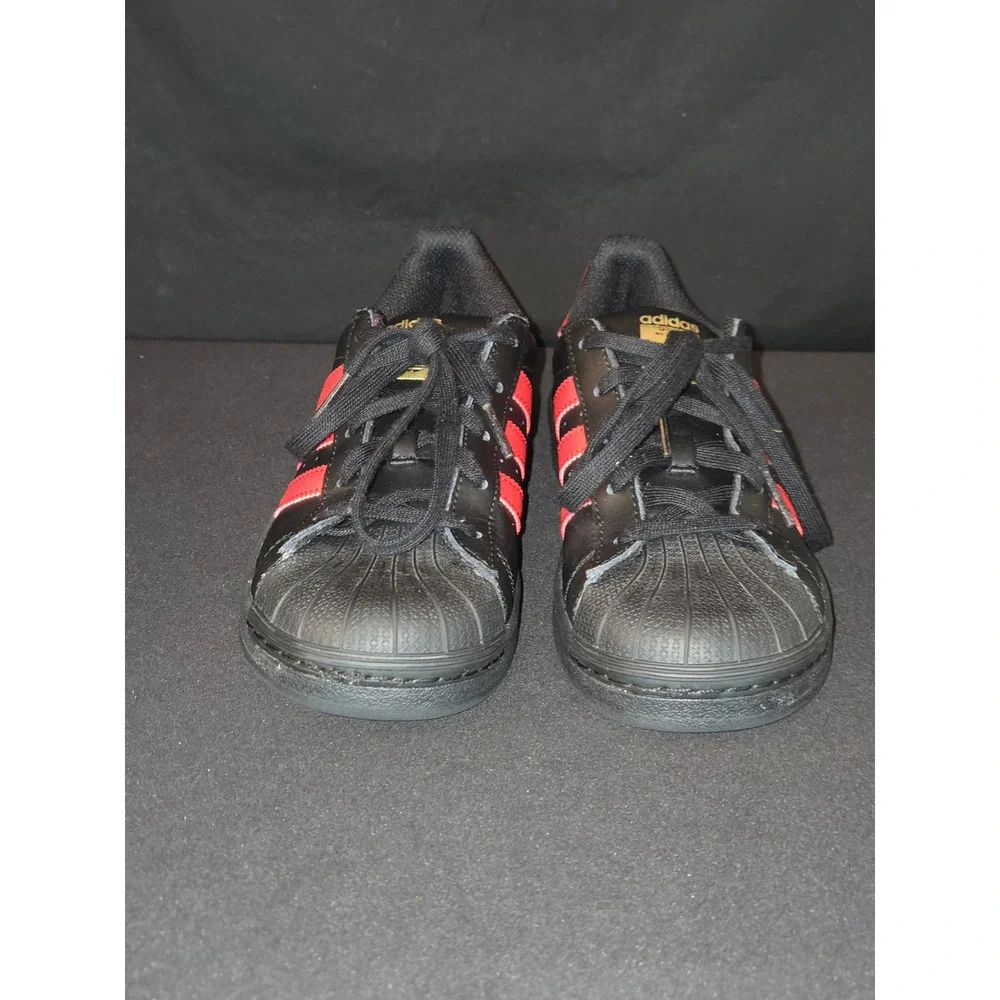 Adidas Superstar Kids Size 3 Sneakers Black‎ Red Stripe Classic Shoes Casual
