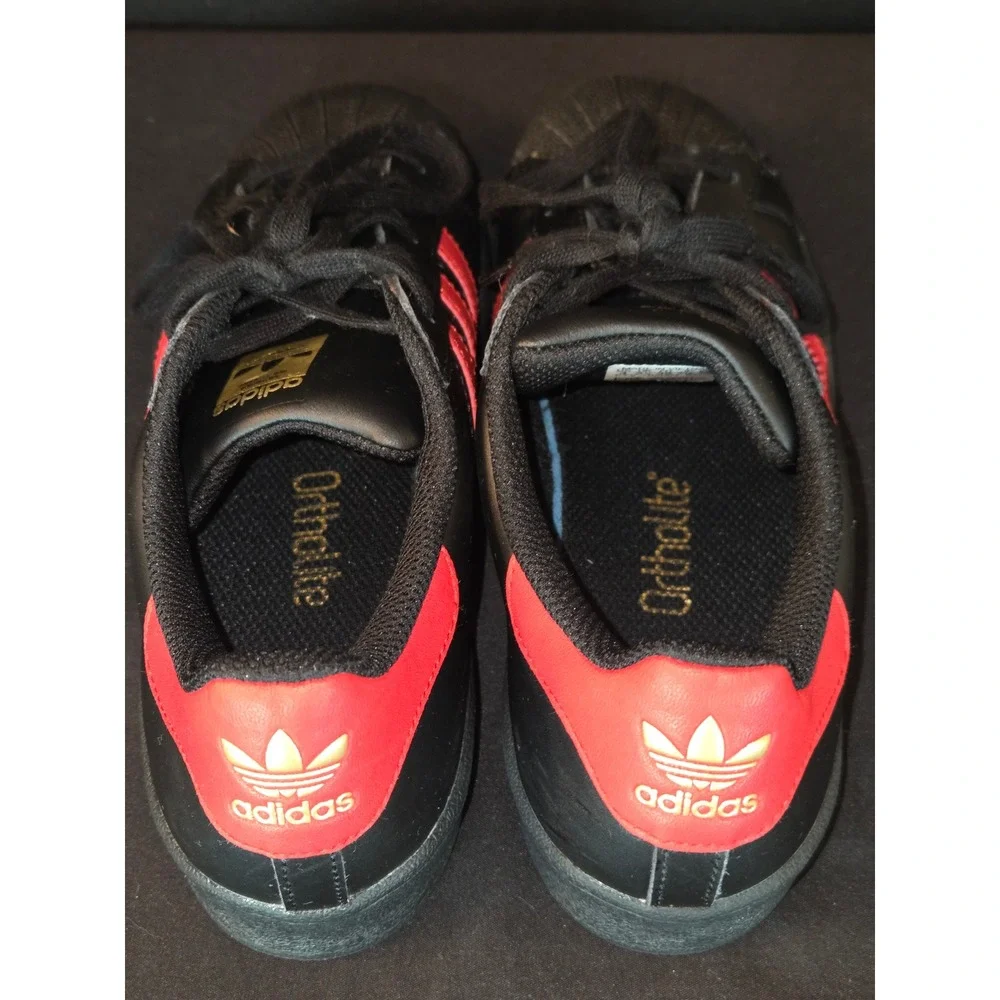 Adidas Superstar Kids Size 3 Sneakers Black‎ Red Stripe Classic Shoes Casual