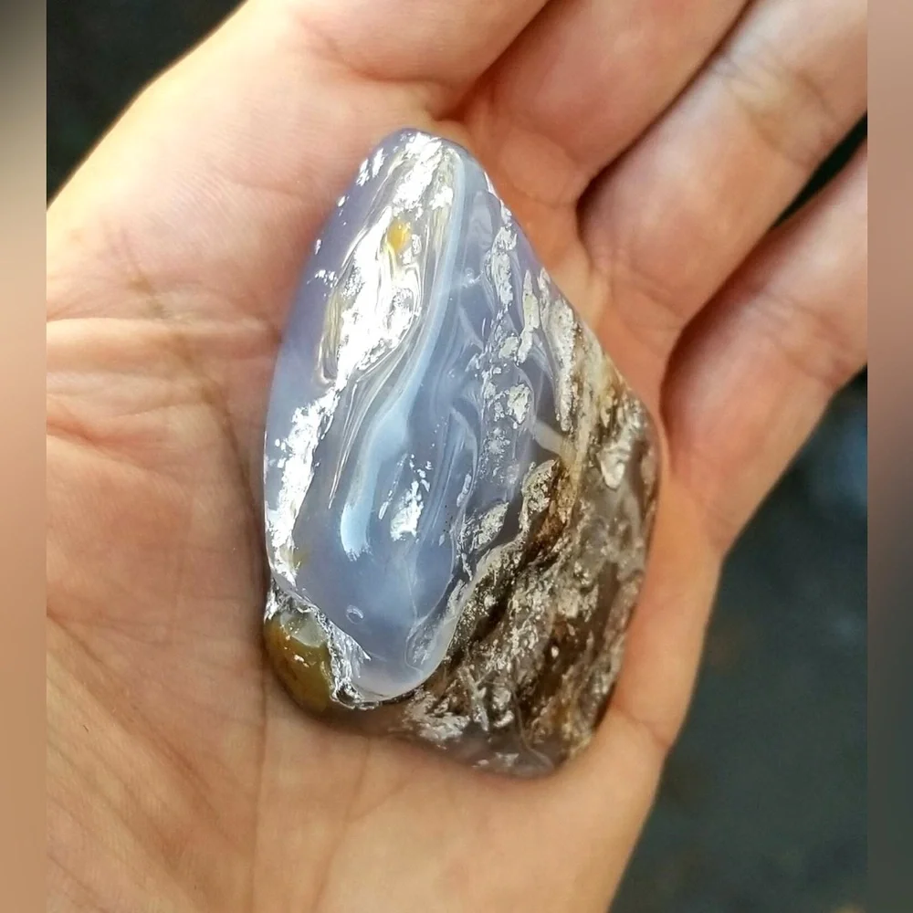 Rare Natural Montana Blue Agate With Brecciated Jasper Tumbled Stone‎ Crystal A+