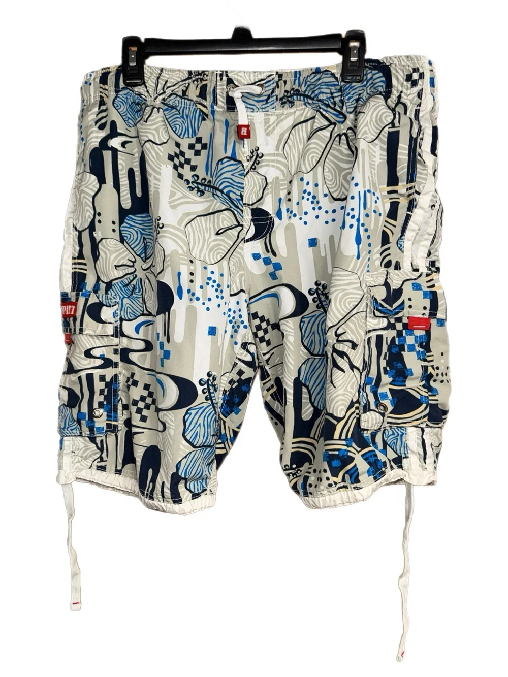 B. Split Men’s Abstract Swim Shorts - Drawstring Waist Mesh Lined‎ - Size Medium