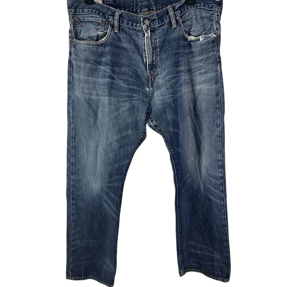 Polo Ralph‎ Lauren PRL Classic Denim Jeans 38 x 30 Distressed RL Logo Denim F12
