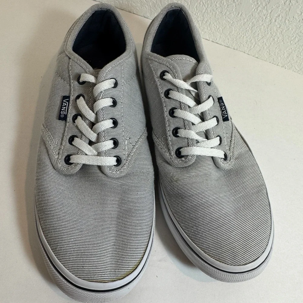 Vans Atwood Low Lace Up Skate Canvas Micro Stripe Navy & White Shoes Womens‎ 7