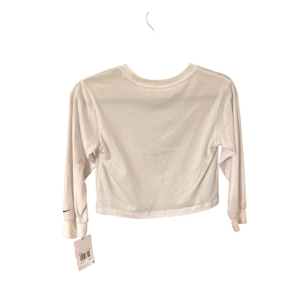 Nike Girls White Long Sleeve Cropped‎ Graphic T-Shirt Size 6X