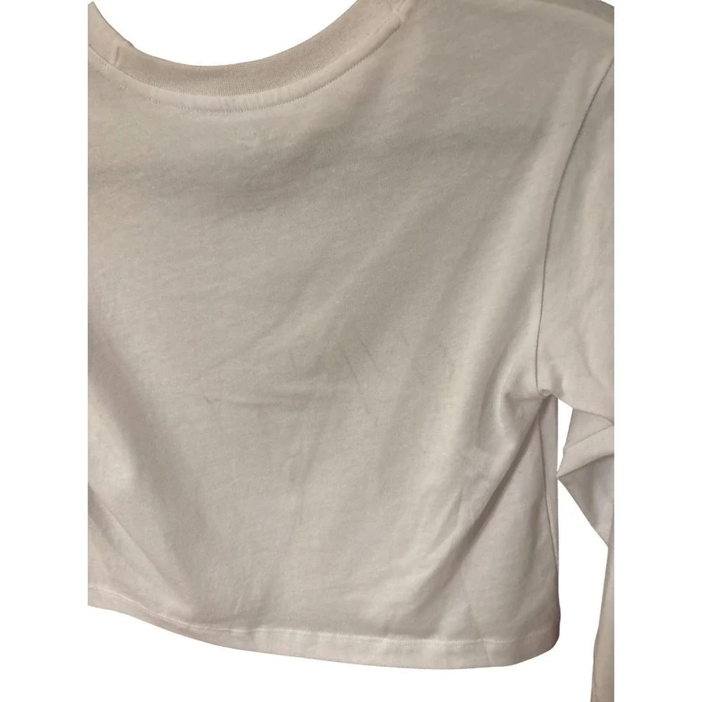 Nike Girls White Long Sleeve Cropped‎ Graphic T-Shirt Size 6X