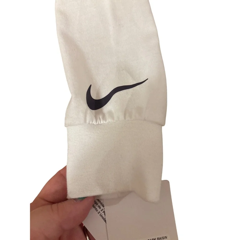 Nike Girls White Long Sleeve Cropped‎ Graphic T-Shirt Size 6X
