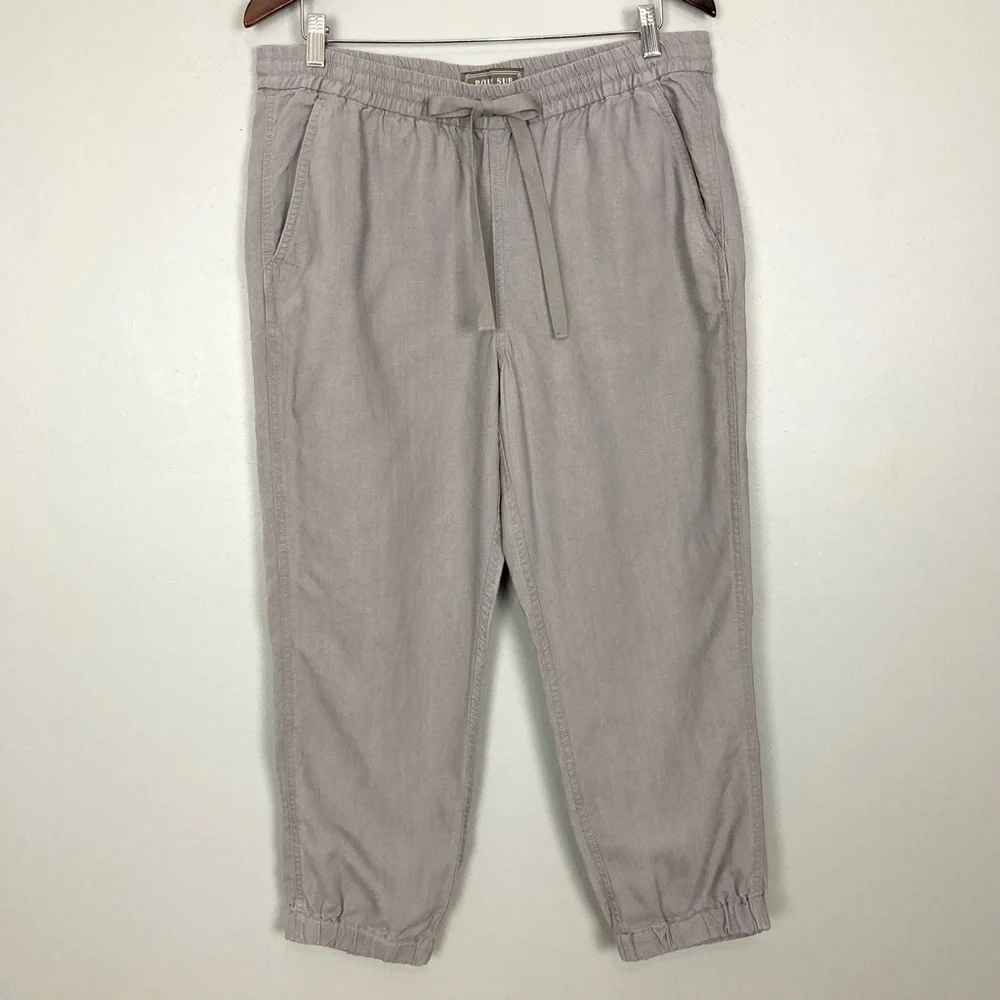 J. Crew Point Sur Seaside Jogger Pants Women’s Size 12 Pull On Linen Blend Beach
