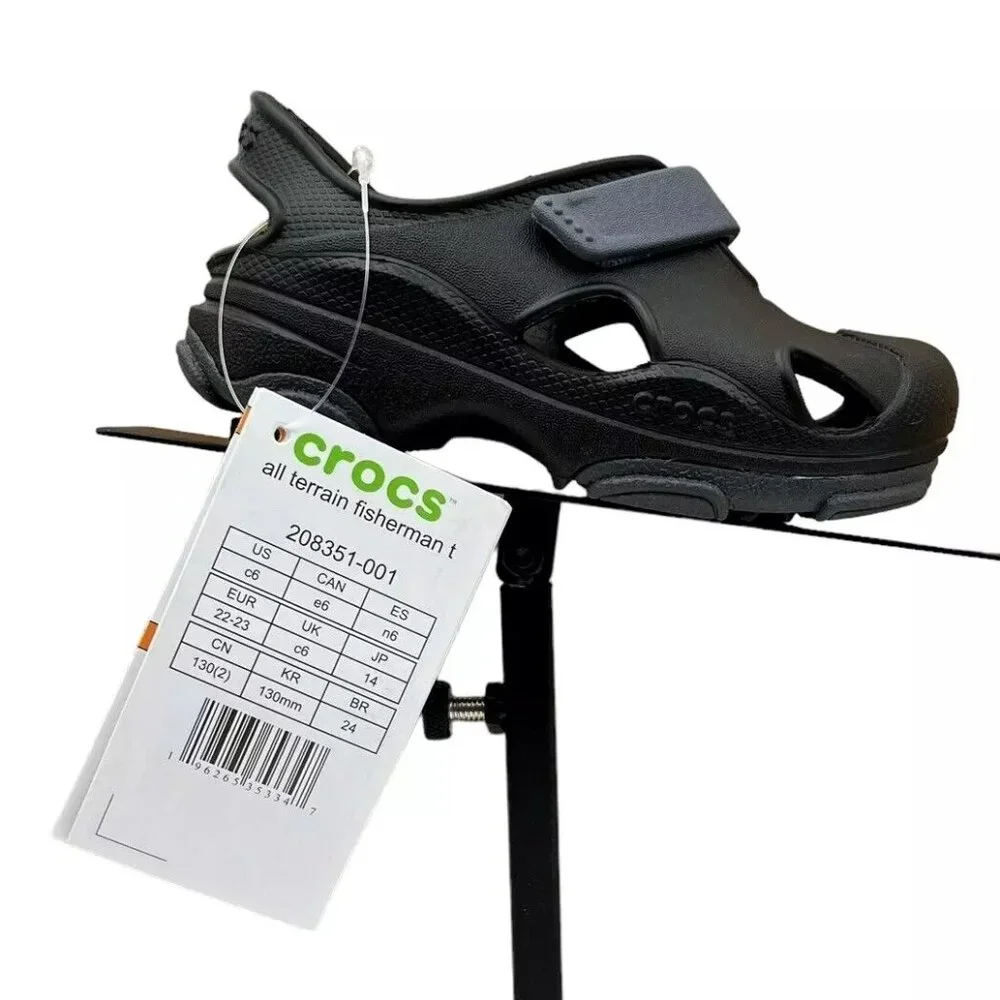 Crocs Baby/Toddler Boys Fisherman Sandals Size 6 Black Closed Toe Slip-on‎