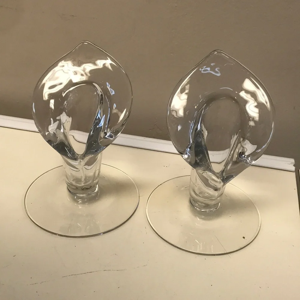 Pair‎ of Vintage (1940's) Cambridge Glass Calla Lily Candlesticks