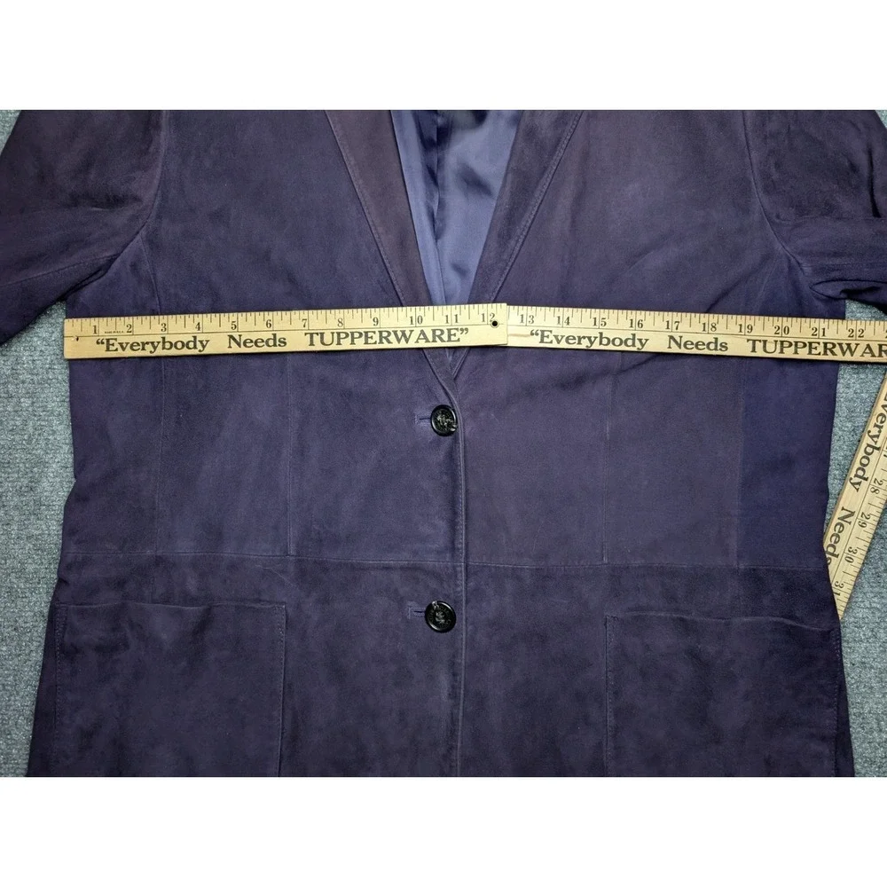 Lauren Ralph Lauren Womens LARGE Vintage Suede Leather Jacket 2‎ Button Purple