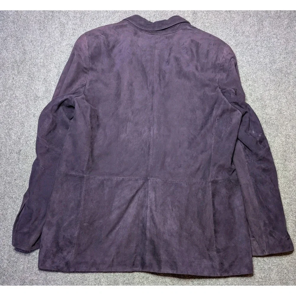 Lauren Ralph Lauren Womens LARGE Vintage Suede Leather Jacket 2‎ Button Purple