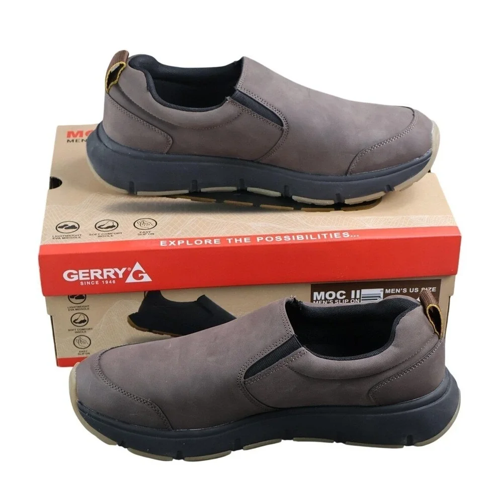 GERRY‎ MOC II Shoes Mens Size 11 Brown Slip On Casual Nubuck Cushioned 1917429