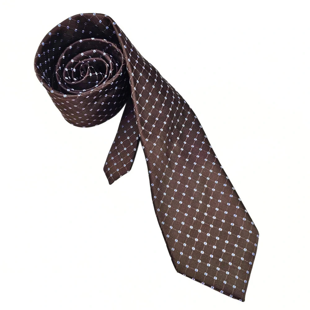Club‎ Room Brown Diamond Grid Pattern Necktie Classic Men's Tie