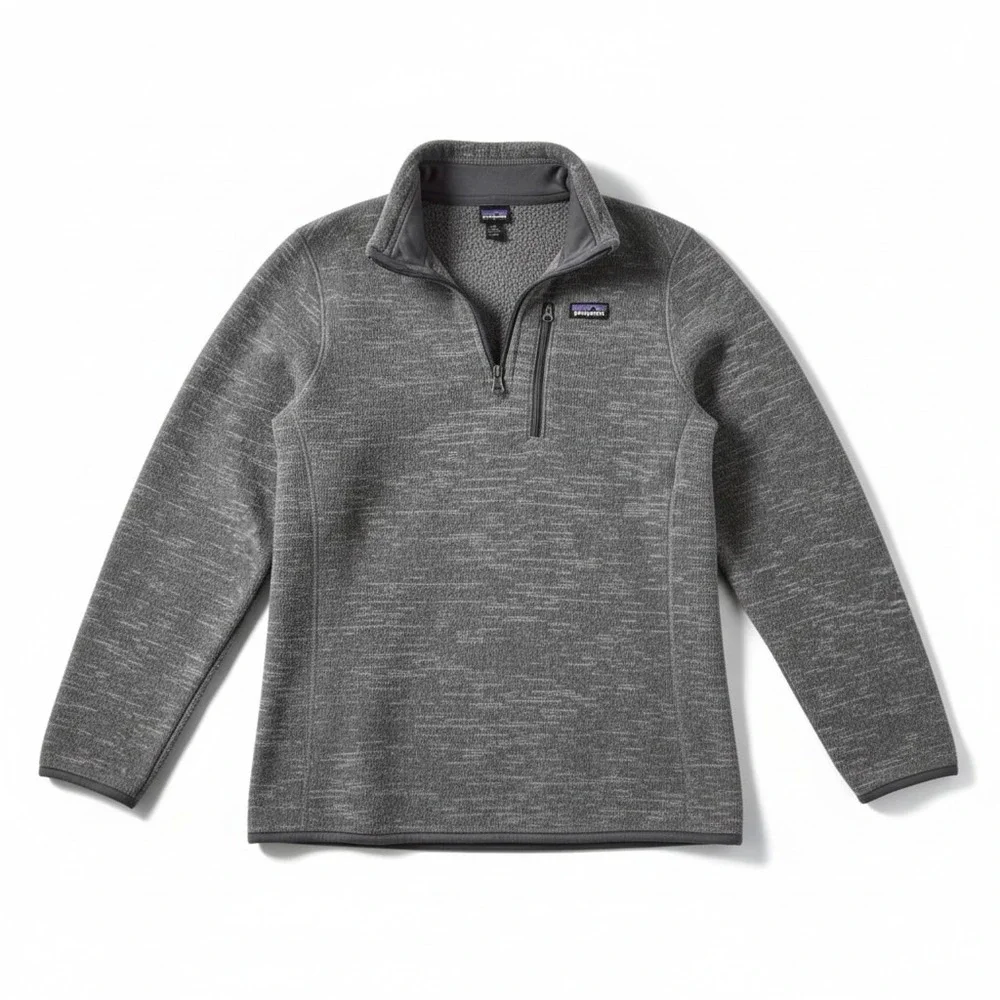 Patagonia‎ Better Sweater 1/4 Zip Fleece Pullover Grey Girls XL 14 25527