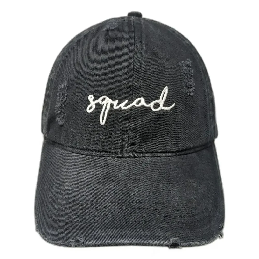David and Young Baseball Cap Black One Size Squad Embroidery Slideback Hat