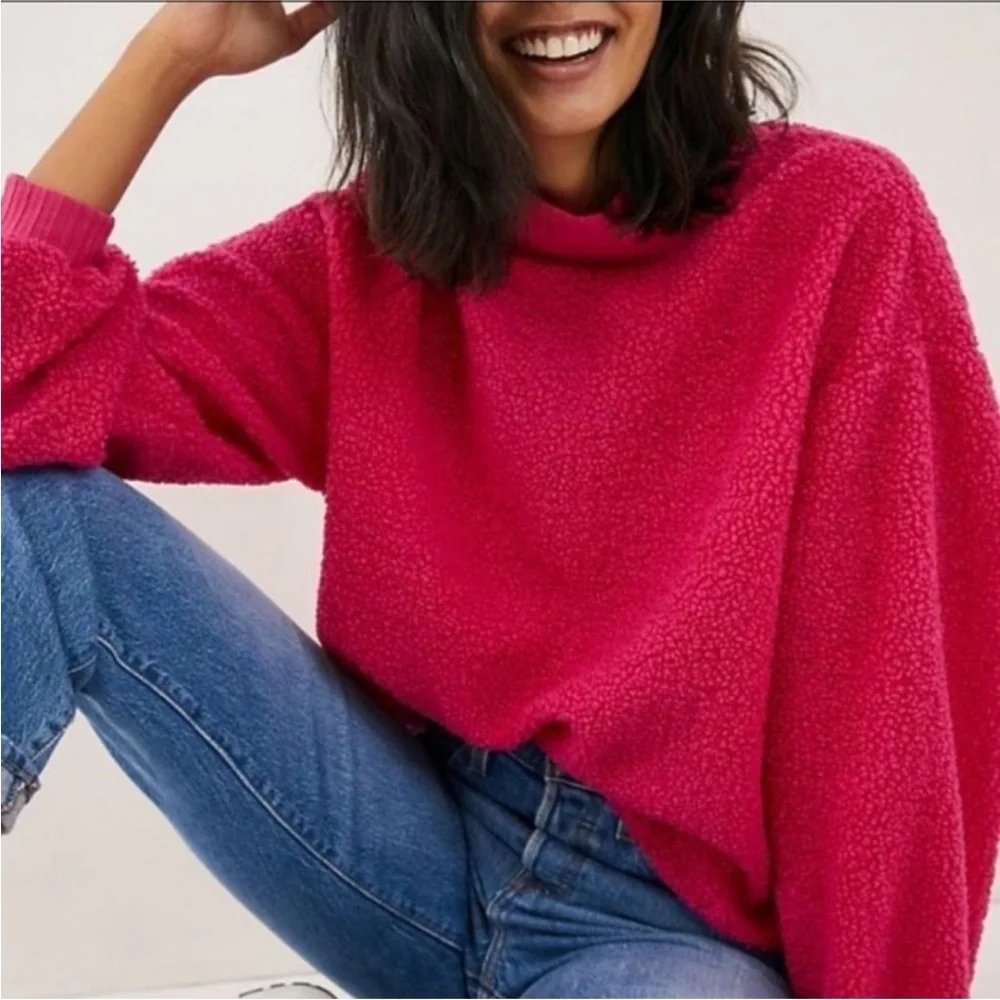 Anthro Mock Neck Sherpa Sweater