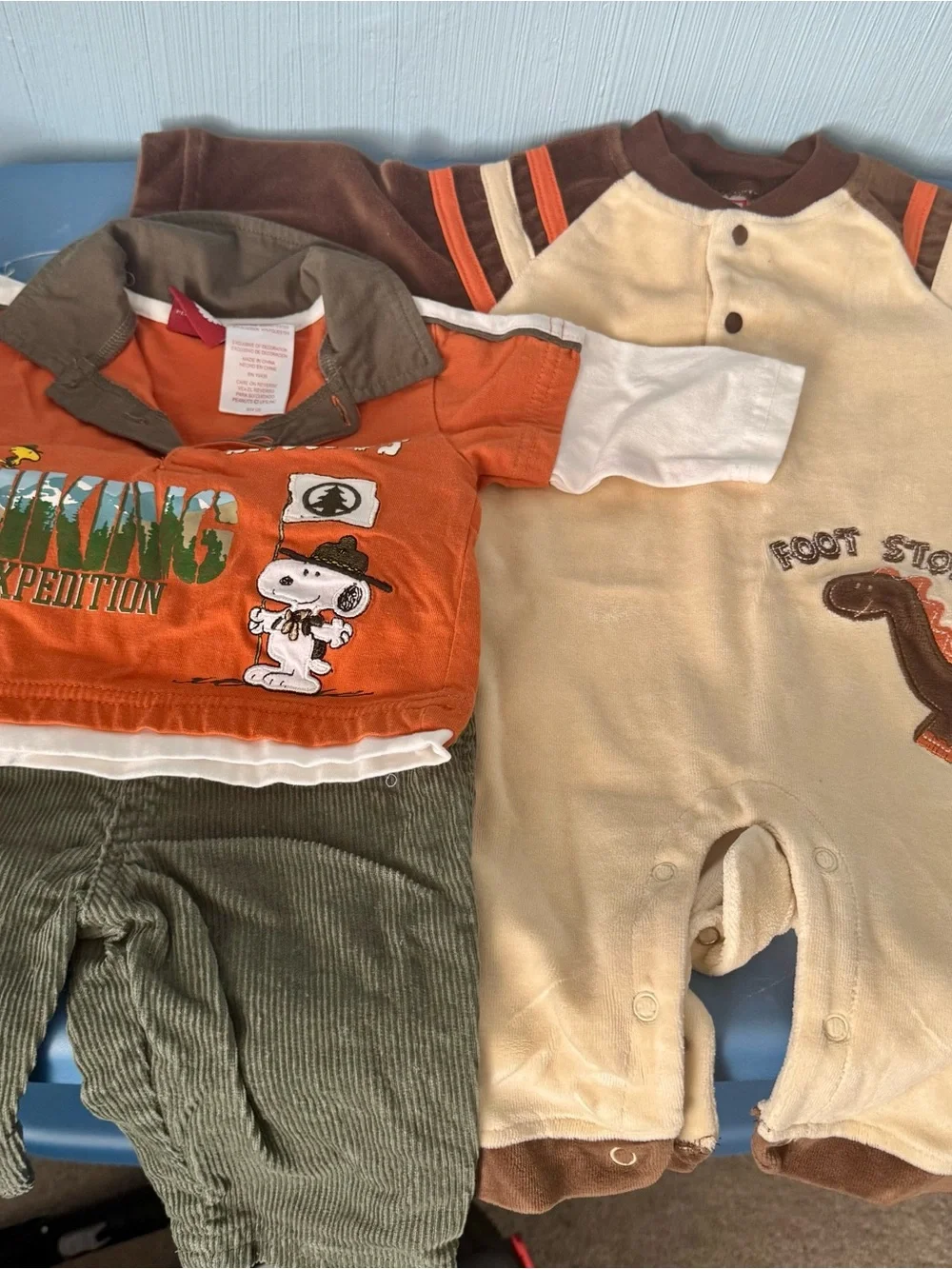 Snoopy Orange & Olive Baby Outfit Set