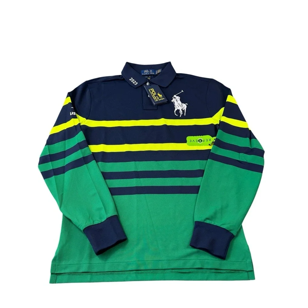 Polo Ralph Lauren Us Open Striped Performance Men's Polo Shirt‎ L/S Size S NWT