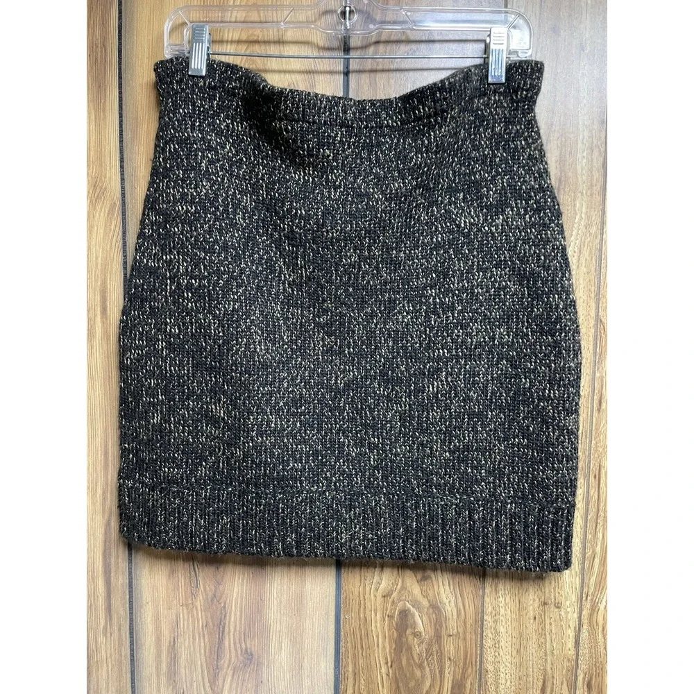 vtg Ralph Lauren Tartan Label Sweater Knit Skirt‎ Black Size Med Wool Blend