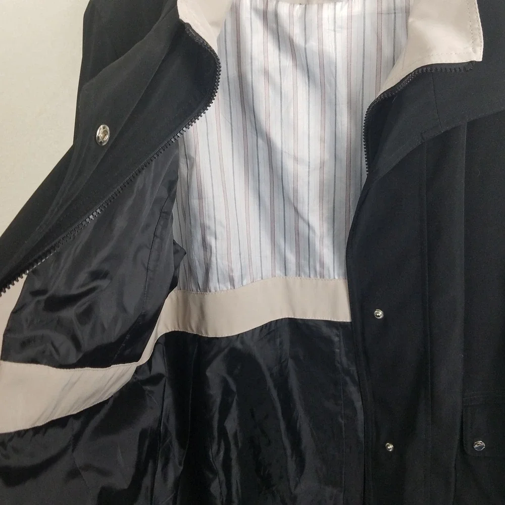 Crofts & Barrow Womens XL Black‎ Beige Trimmed Full Zip Jacket Lightweight