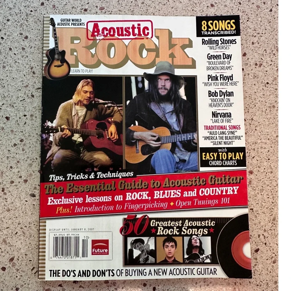 Guitar World Acoustic Rock Magazine Kurt Cobain Neil Young Nirvana 2007
