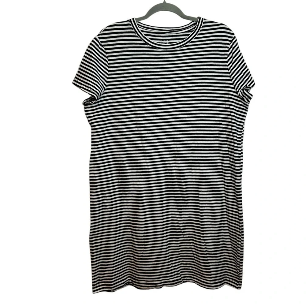 Time and Tru Black and White Striped T-Shirt Dress