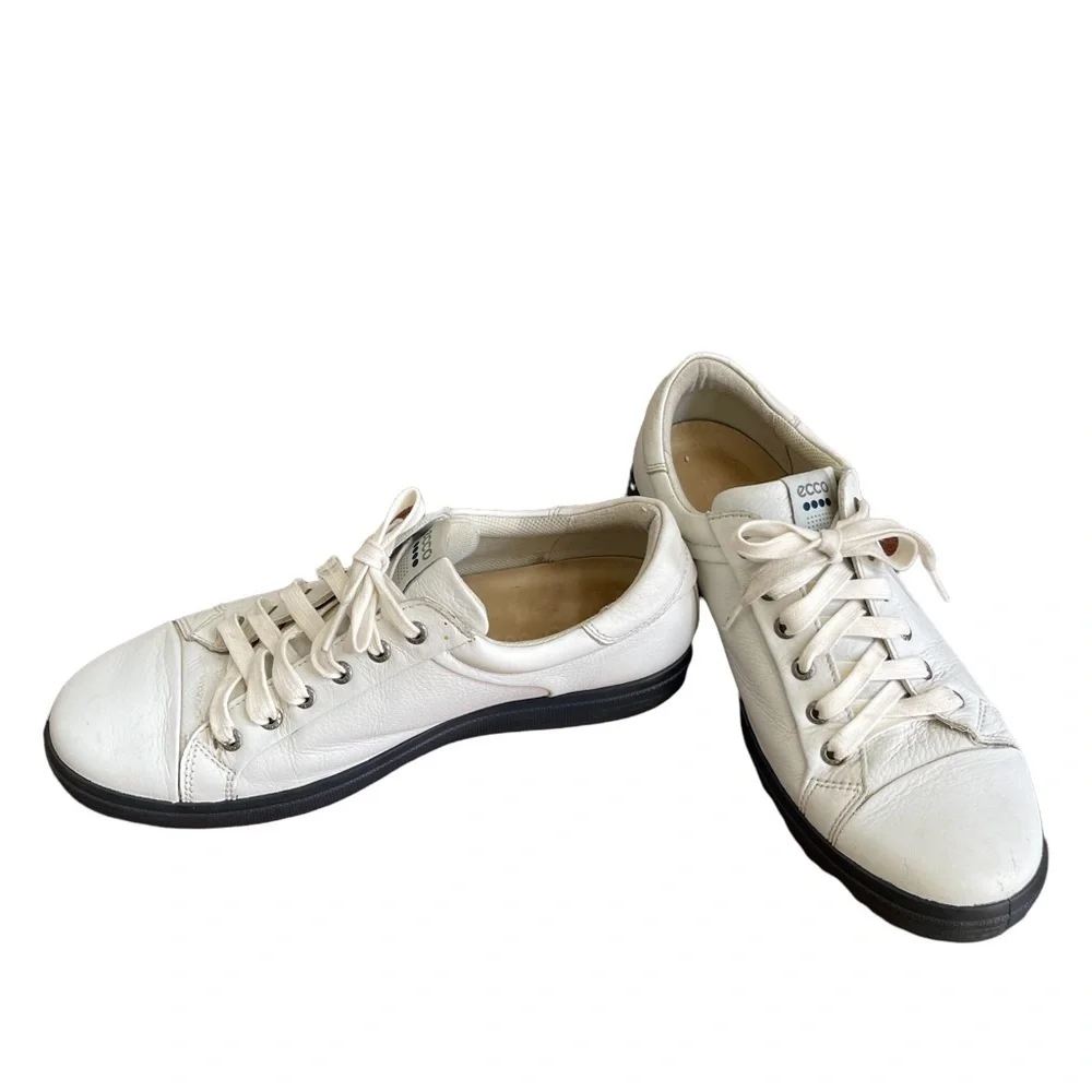 ecco White Leather Sneaker Size:‎ 44 extra wide