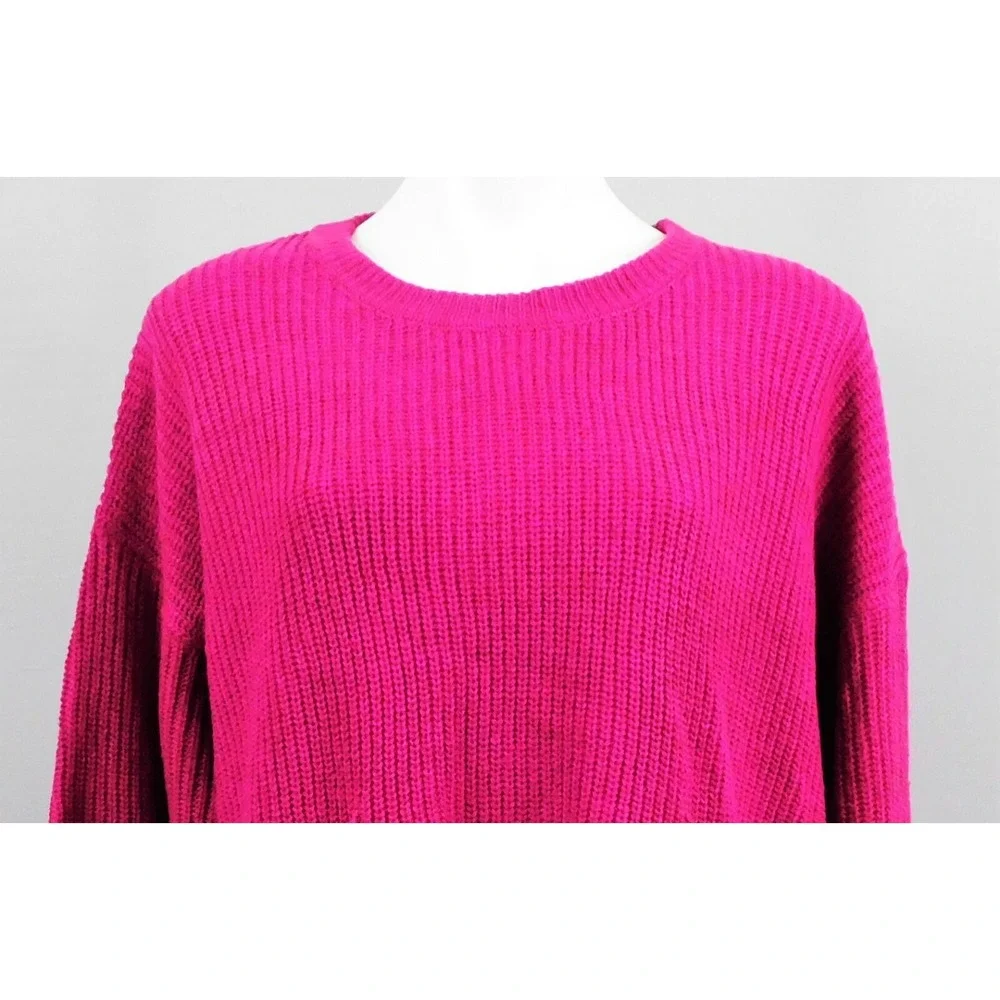 Melloday‎ Women's Round Neck Long Sleeve Sweater, Size L, Purple, New