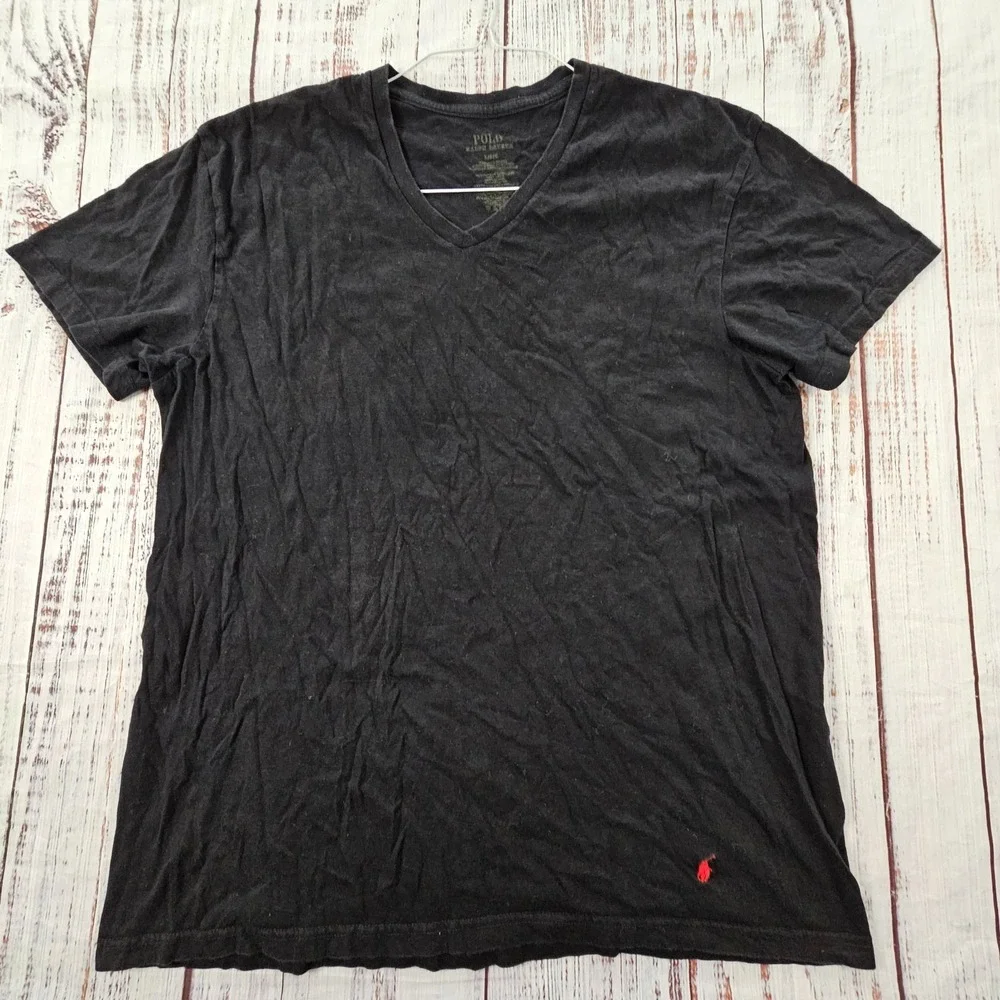 Polo Ralph Lauren Black Short Sleeve Classic Fit V-Neck T-Shirt Men's L