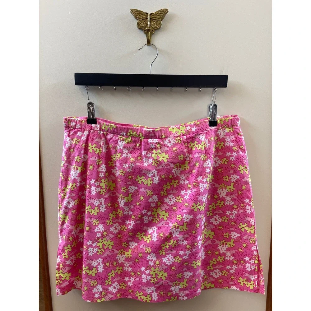 Bay Studio Petite Pink Floral Hippo Print Skort Side Zip Retro Y2K Style