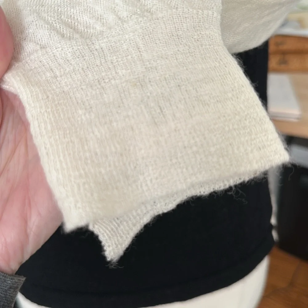 A.L.C. Lightweight Wool Sweater Black Cream Color Block Layer Neutral Size Small
