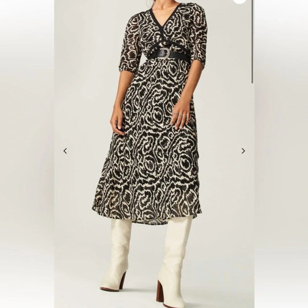 BA&SH‎ Adore Black Textured Midi Dress Size XS