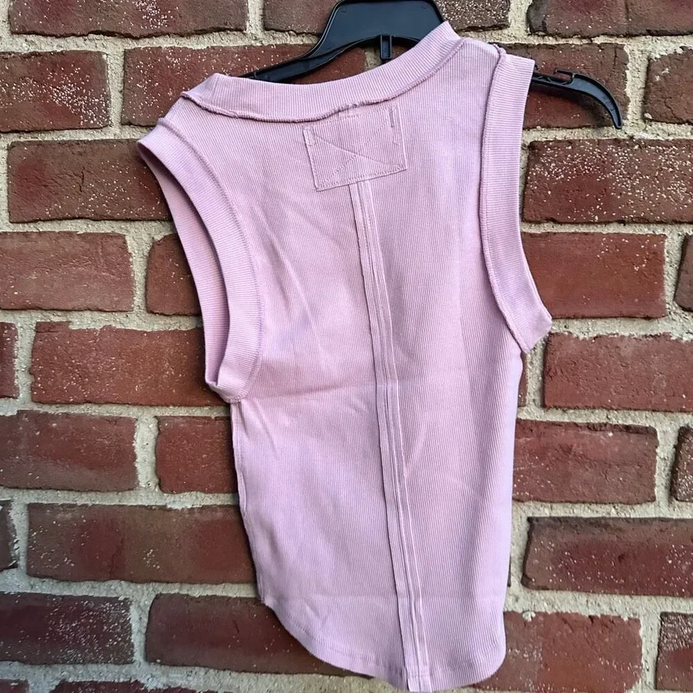 Free People We The Free Kate Ribbed Tank Pink Stretch Top XS NEW