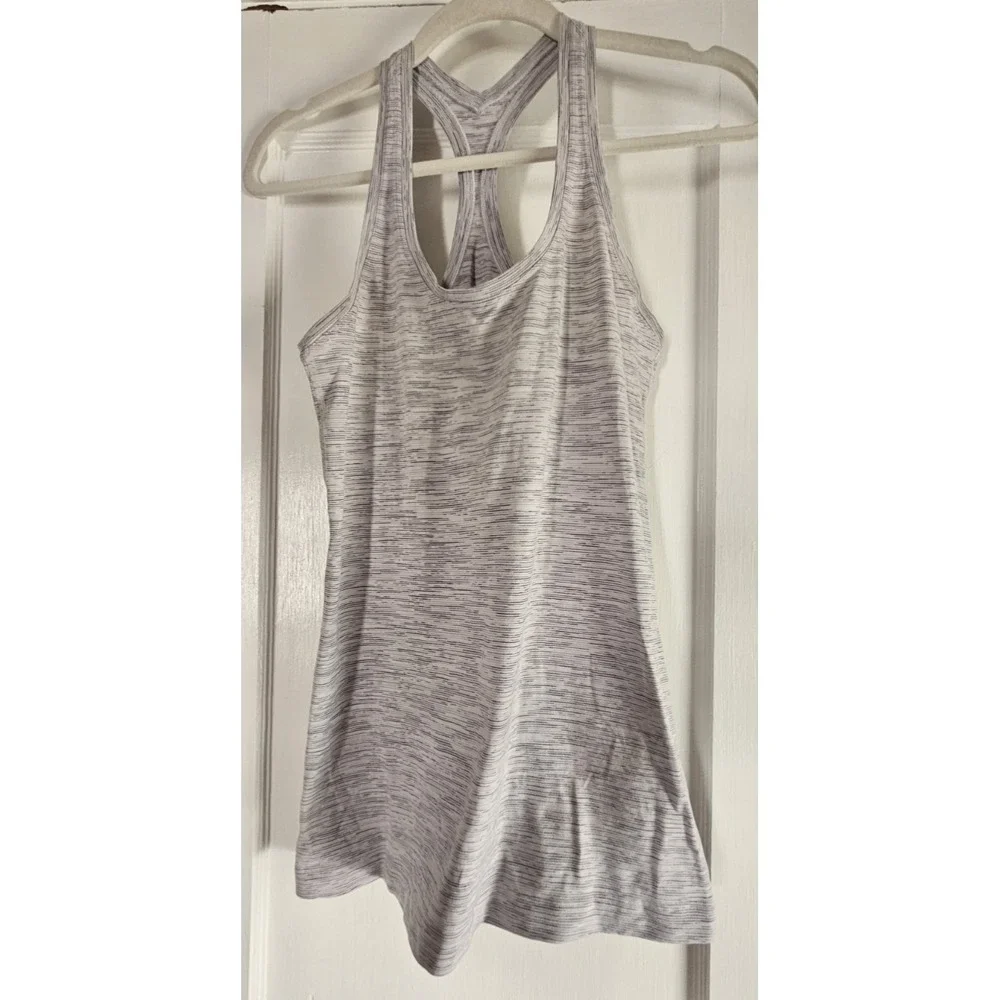 Lululemon cool racerback grey‎ striped tank womens 10