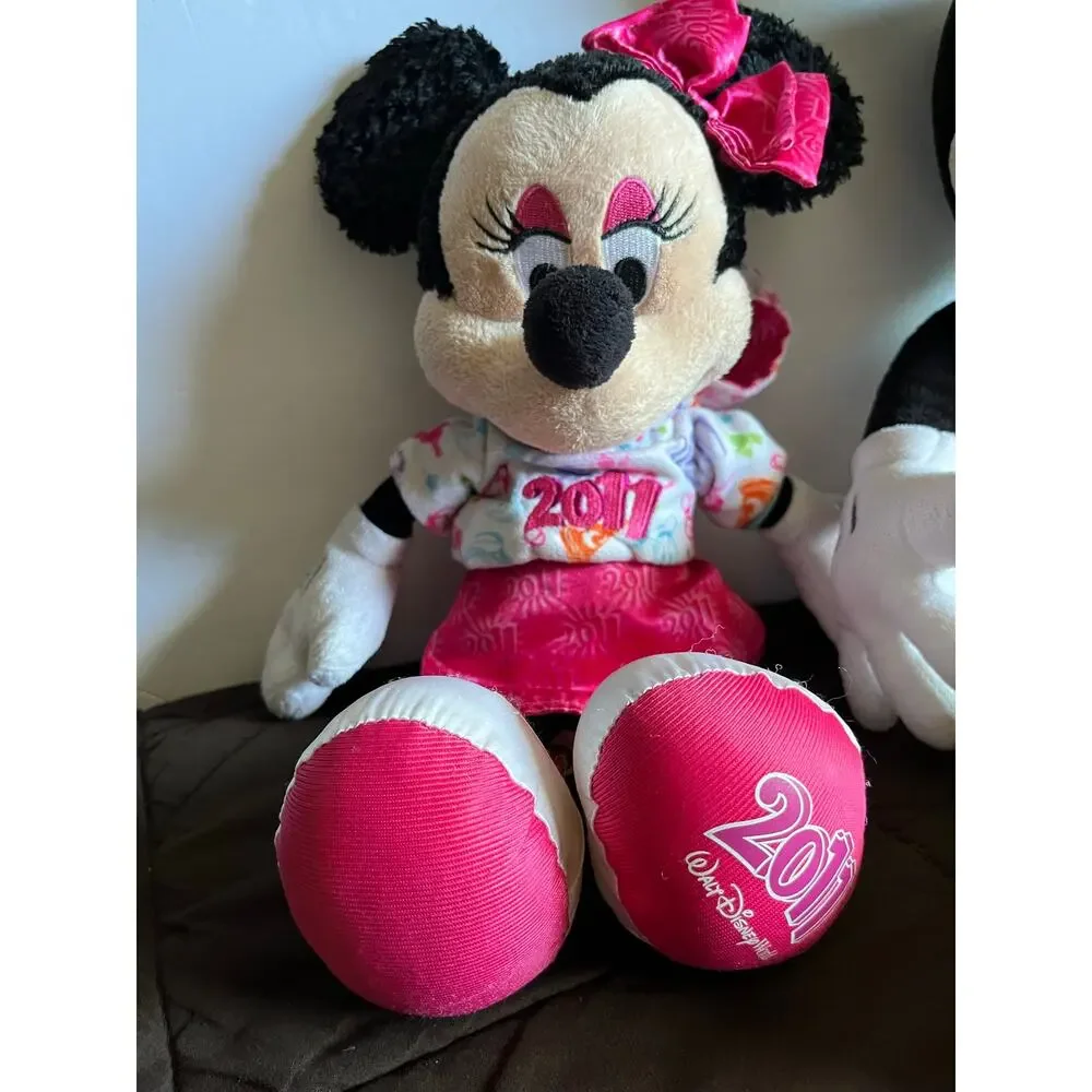 Disney Parks Mickey 18” & Minnie 15” Plush Lot Disneyland Walt Disney World