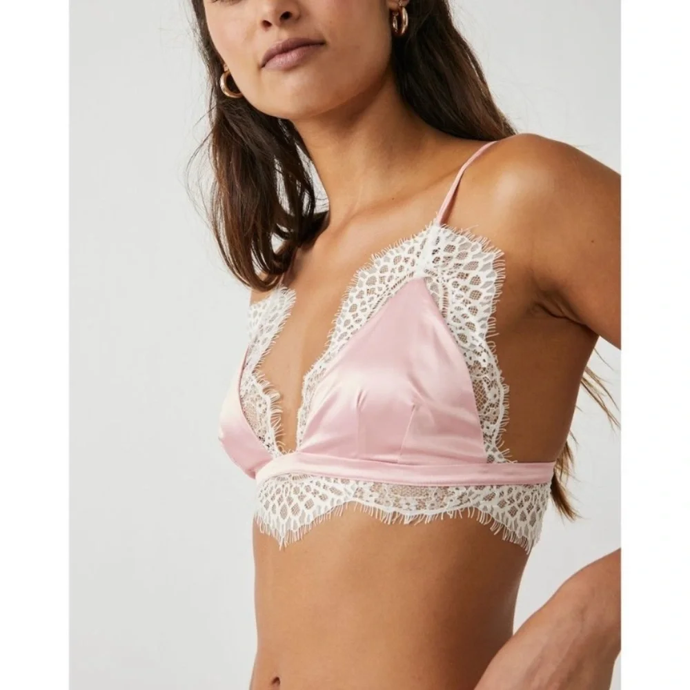 Free people call you mine bralette pink new without tags size xs set 2 pieces !