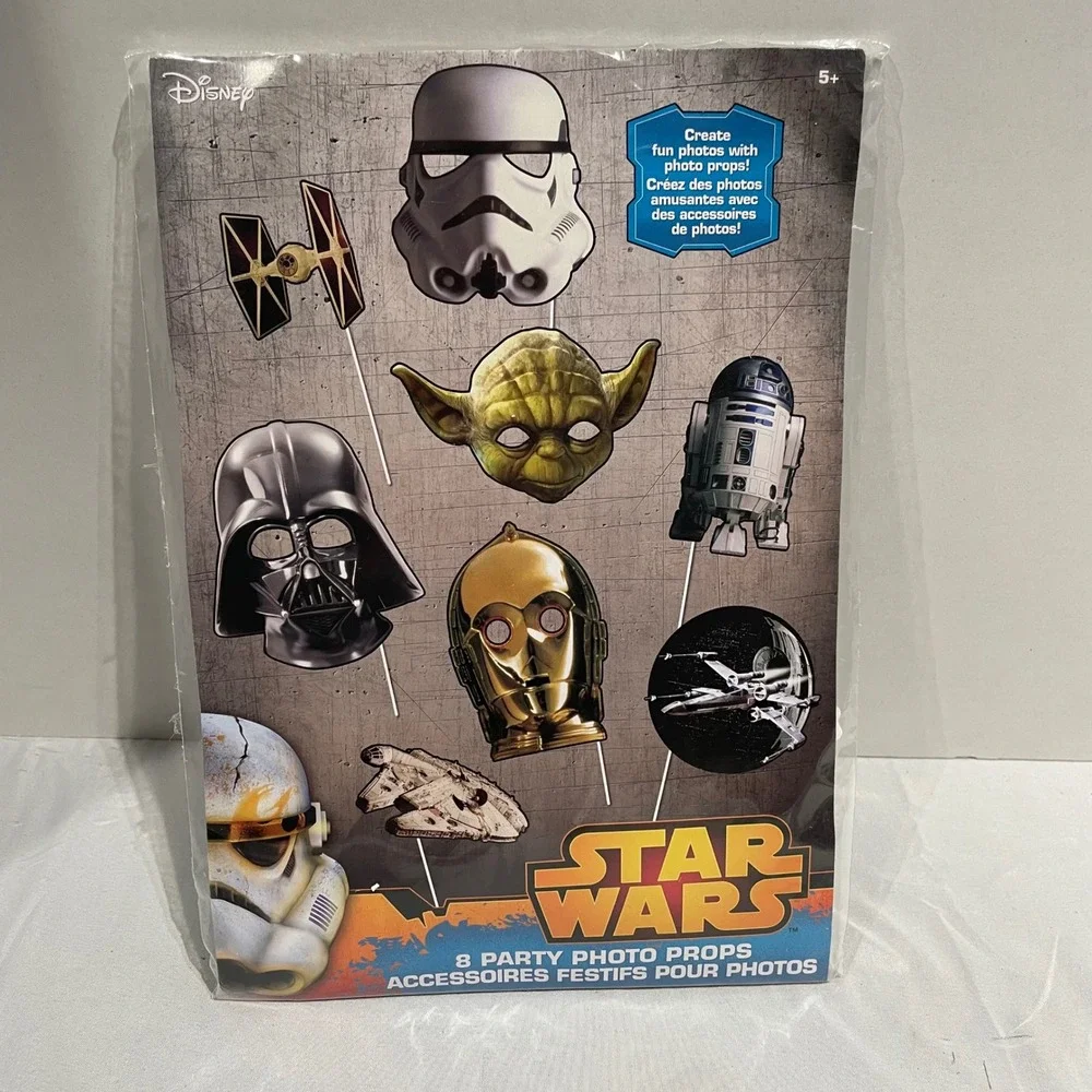 Star Wars 8 Piece Party Photo Booth Props Darth Vader Yoda Disney‎ Unique 66479
