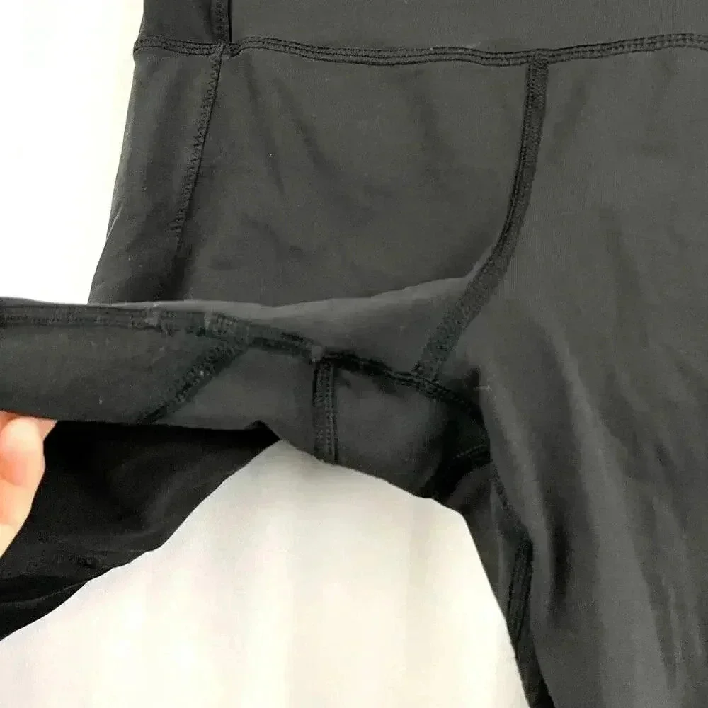Lululemon Black Capri Leggings‎ Womens Sz 6 Dual Back Pockets Low Rise