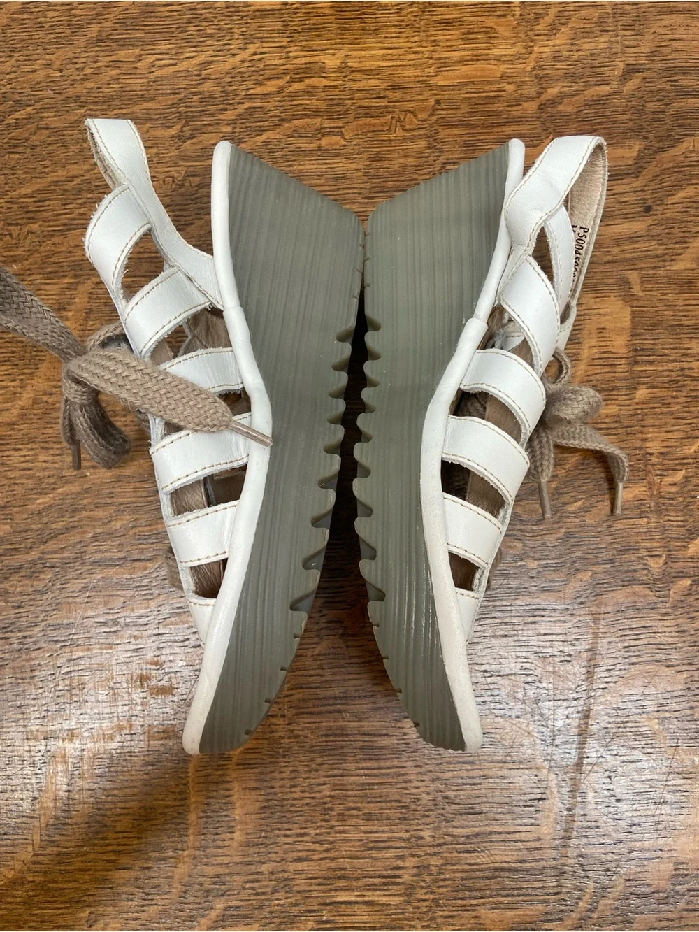 FLY LONDON LEATHER WEDGE MODERN LACE UP WOMENS 37 6 6.5 EDGY SNEAKER HEELS