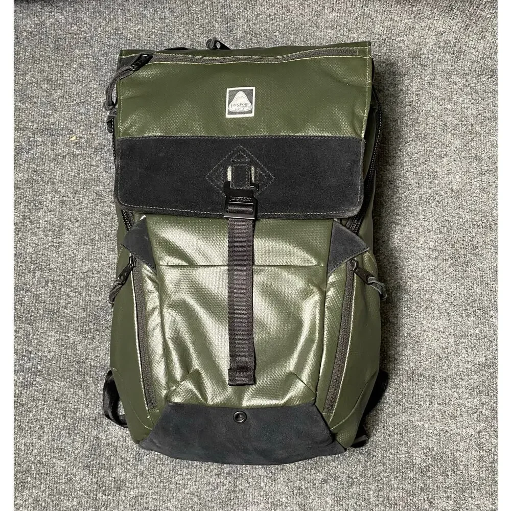 JanSport Dissenter Backpack /Laptop Military Green / Black Suede