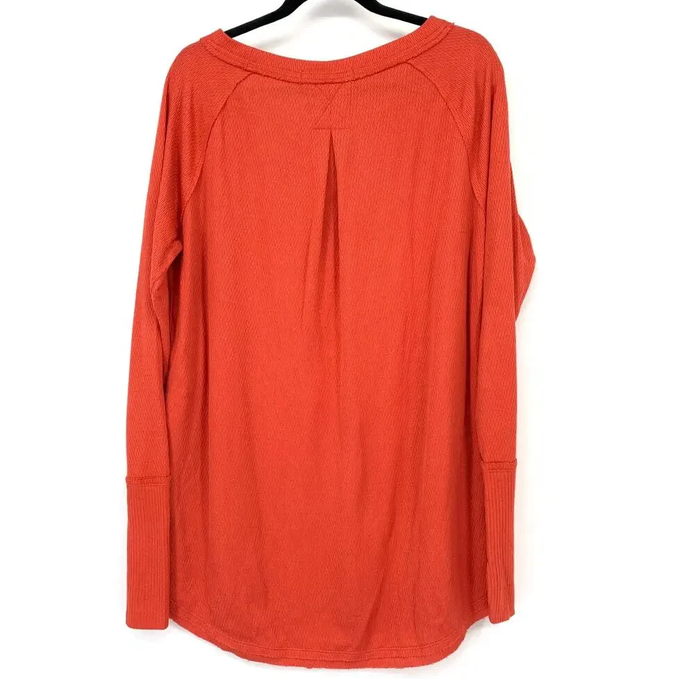 Free People We The Free Snowy Thermal Long Sleeve Top Womens M Heatwave Orange