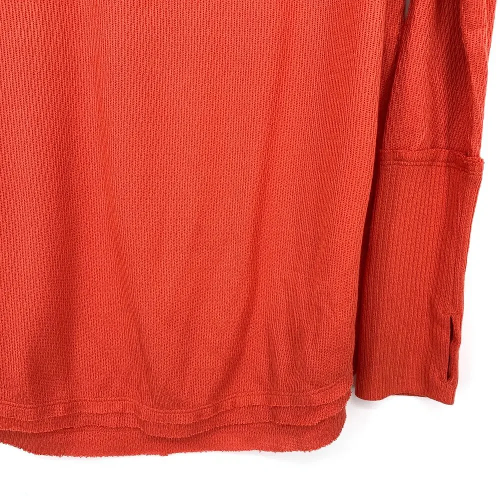 Free People We The Free Snowy Thermal Long Sleeve Top Womens M Heatwave Orange