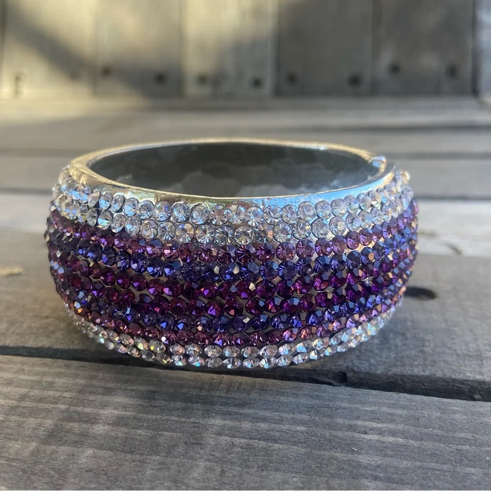 Elegant Purple and Silver Crystal Bracelet