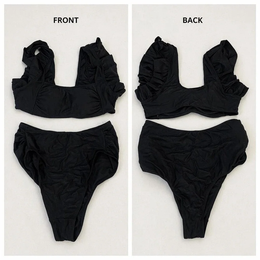 Black Ruffle Two-Piece‎ Bikini Set 🖤