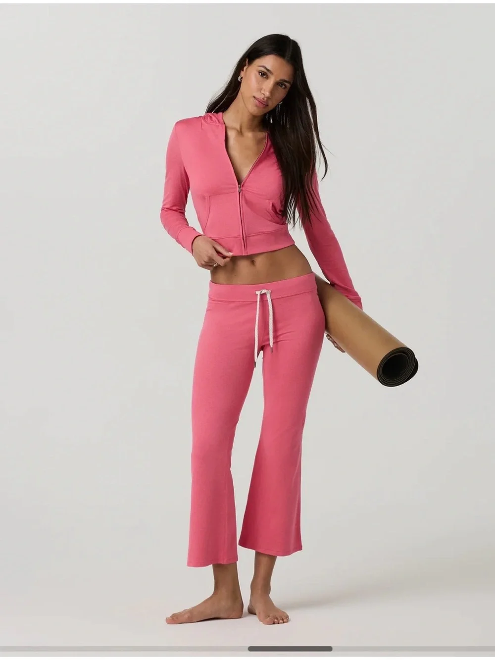 Vuori Sunset Pink Heather Zip-Up Lounge Top and Pants SMALL